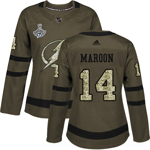 Tampa Bay Lightning #14 Pat Maroon Green Salute to Service Women's 2020 Stanley Cup Champions Stitched Jersey Womens cheap jerseys for sale - CheapJerseys.Shop