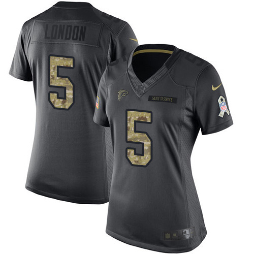Falcons #5 Drake London Black Stitched Women's Limited 2016 Salute To Service Jersey cheap jerseys for sale - CheapJerseys.Shop