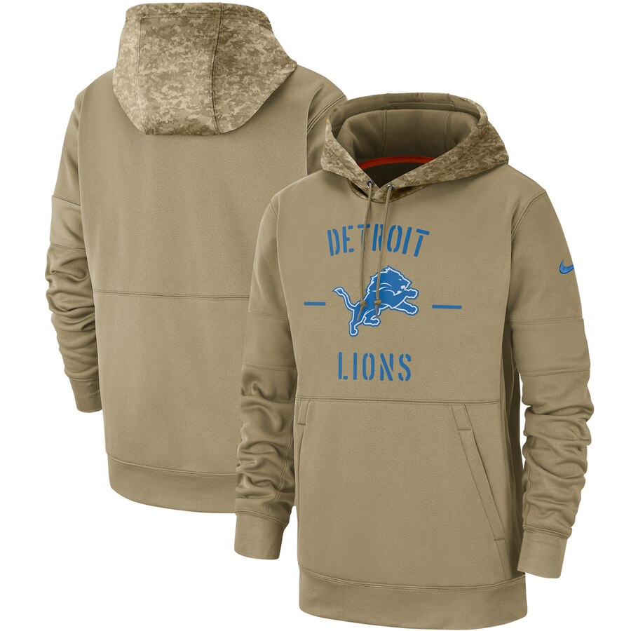Men's Detroit Lions Tan 2019 Salute To Service Sideline Therma Pullover Hoodie cheap jerseys for sale - CheapJerseys.Shop