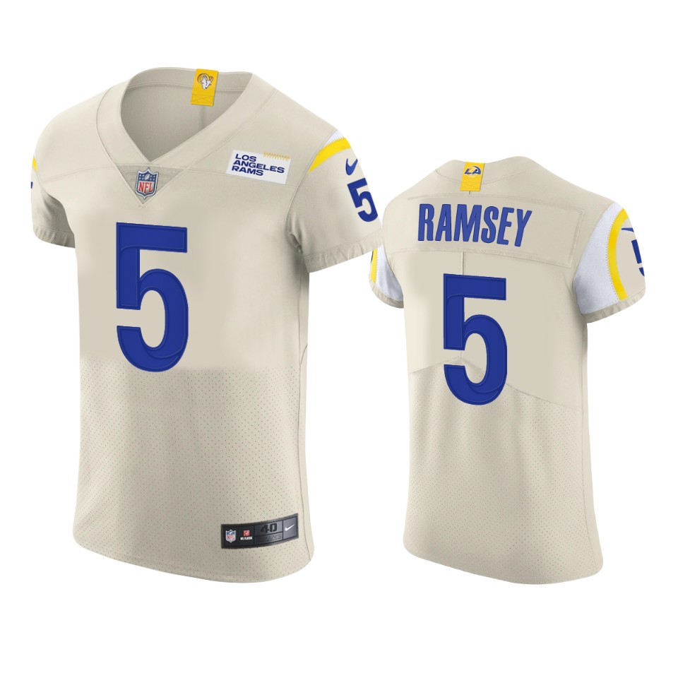 Los Angeles Rams #5 Jalen Ramsey Men's Vapor Elite Player Jersey - Bone cheap jerseys for sale - CheapJerseys.Shop