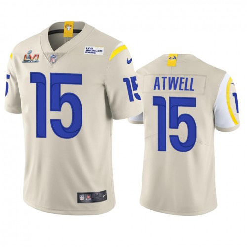 Los Angeles Los Angeles Rams #15 Tutu Atwell Men's Super Bowl LVI Patch Vapor Limited Jersey - Bone Men's cheap jerseys for sale - CheapJerseys.Shop