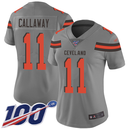 Cleveland Browns #11 Antonio Callaway Gray Women's Stitched Limited Inverted Legend 100th Season Jersey Womens cheap jerseys for sale - CheapJerseys.Shop