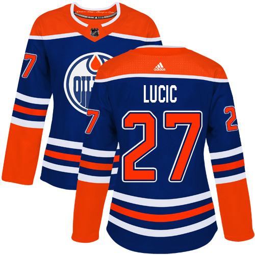 Edmonton Oilers #27 Milan Lucic Royal Alternate Authentic Women's Stitched Jersey Womens cheap jerseys for sale - CheapJerseys.Shop