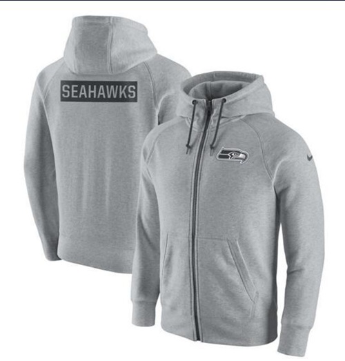 Men's Seattle Seahawks Ash Gridiron Gray 2.0 Full-Zip Hoodie cheap jerseys for sale - CheapJerseys.Shop