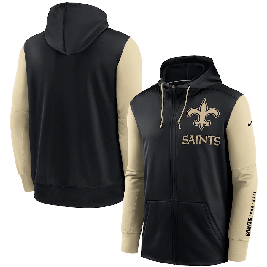 New Orleans Saints Black Gold Fan Gear Mascot Performance Full-Zip Hoodie cheap jerseys for sale - CheapJerseys.Shop