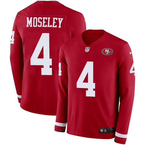 San Francisco 49ers #4 Emmanuel Moseley Red Team Color Youth Stitched Limited Therma Long Sleeve Jersey Youth cheap jerseys for sale - CheapJerseys.Shop