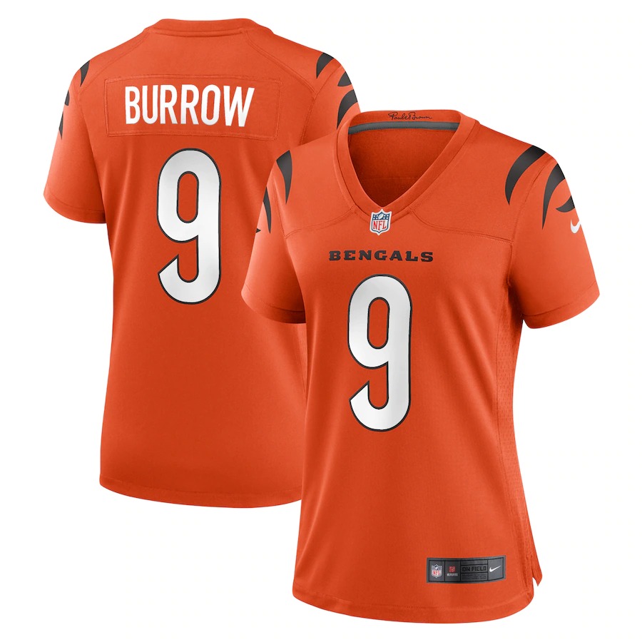 Cincinnati Bengals #9 Joe Burrow Orange Women's Alternate Game Jersey cheap jerseys for sale - CheapJerseys.Shop