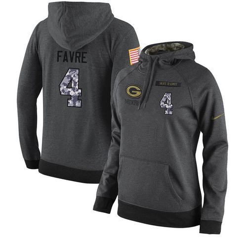 Women's Green Bay Packers #4 Brett Favre Stitched Black Anthracite Salute To Service Player Performance Hoodie cheap jerseys for sale - CheapJerseys.Shop