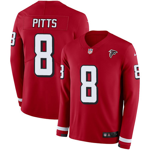 Falcons #8 Kyle Pitts Red Team Color Youth Stitched Limited Therma Long Sleeve Jersey cheap jerseys for sale - CheapJerseys.Shop