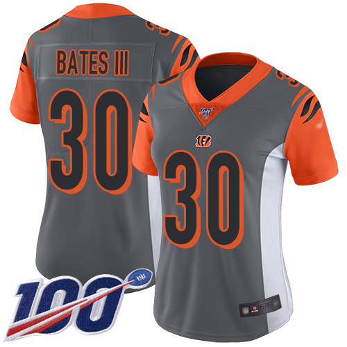 Bengals #30 Jessie Bates III Silver Women's Stitched Limited Inverted Legend 100th Season Jersey cheap jerseys for sale - CheapJerseys.Shop