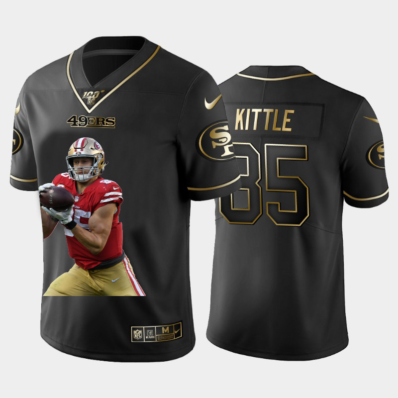 San Francisco 49ers #85 George Kittle Team Hero 3 Vapor Limited 100 Jersey Black Golden cheap jerseys for sale - CheapJerseys.Shop
