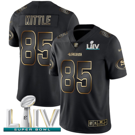 49ers #85 George Kittle Black/Gold Super Bowl LIV 2020 Men's Stitched Vapor Untouchable Limited Jersey cheap jerseys for sale - CheapJerseys.Shop
