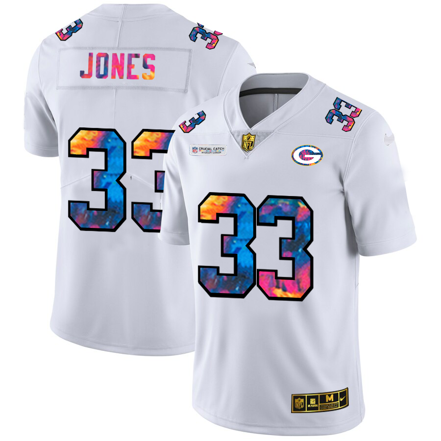 Green Bay Packers #33 Aaron Jones Men's White Multi-Color 2020 Crucial Catch Limited Jersey cheap jerseys for sale - CheapJerseys.Shop