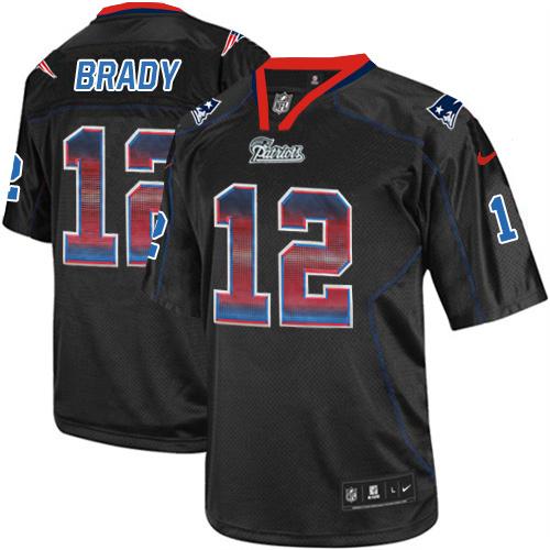 Patriots #12 Tom Brady Lights Out Black Men's Stitched Elite Strobe Jersey cheap jerseys for sale - CheapJerseys.Shop