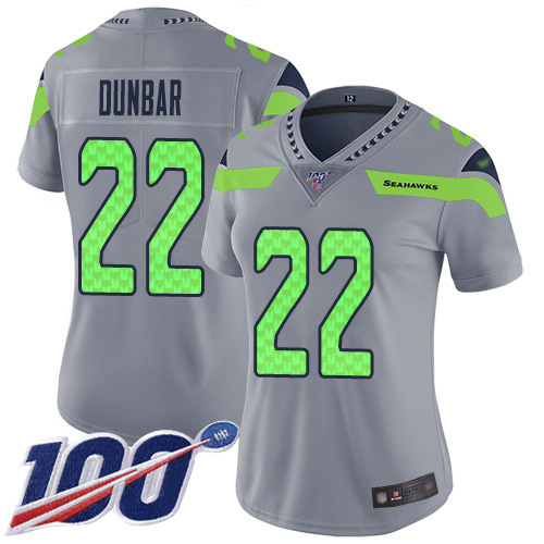 Seattle Seahawks #22 Quinton Dunbar Gray Women's Stitched Limited Inverted Legend 100th Season Jersey Womens cheap jerseys for sale - CheapJerseys.Shop