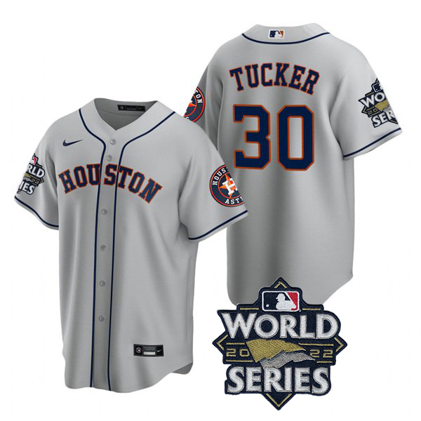 Houston Astros #30 Kyle Tucker Men's 150th Anniversary 2022 World Series Game Jersey - Gray cheap jerseys for sale - CheapJerseys.Shop
