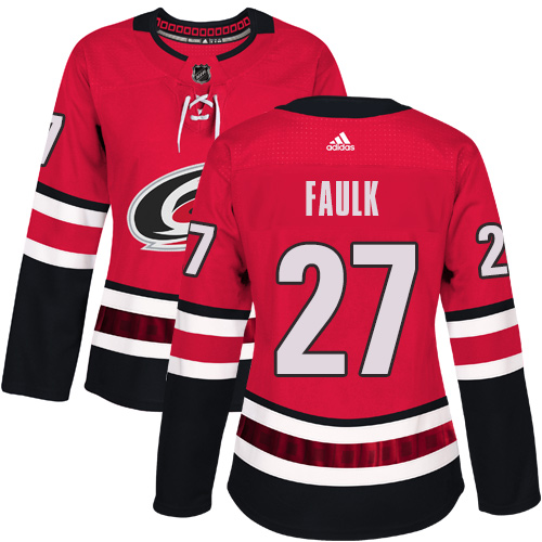 Carolina Hurricanes #27 Justin Faulk Red Home Authentic Women's Stitched Jersey Womens cheap jerseys for sale - CheapJerseys.Shop