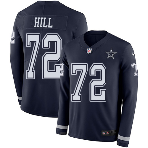 Dallas Cowboys #72 Trysten Hill Navy Blue Team Color Men's Stitched Limited Therma Long Sleeve Jersey Men's cheap jerseys for sale - CheapJerseys.Shop