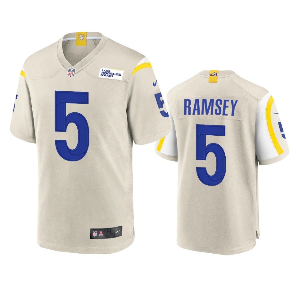 Los Angeles Rams #5 Jalen Ramsey Men's Game Jersey - Bone cheap jerseys for sale - CheapJerseys.Shop