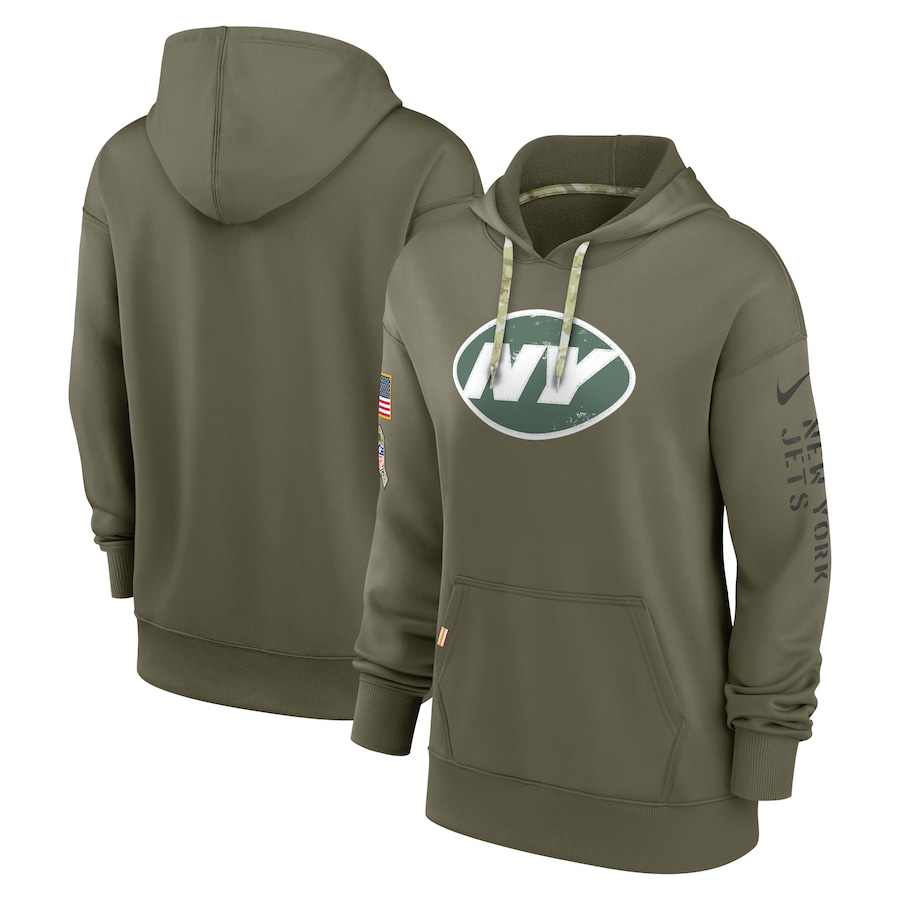 New York Jets Women's 2022 Salute To Service Performance Pullover Hoodie - Olive cheap jerseys for sale - CheapJerseys.Shop