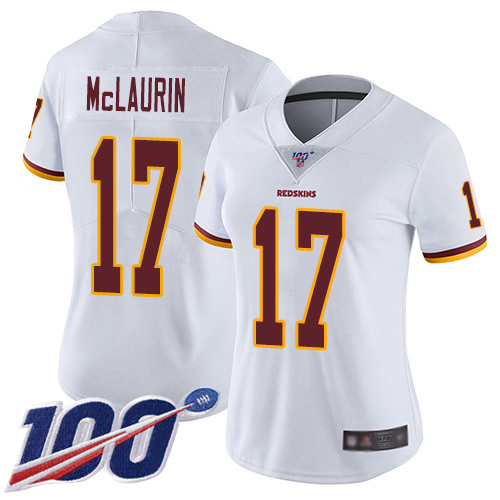 Commanders #17 Terry McLaurin White Women's Stitched 100th Season Vapor Limited Jersey cheap jerseys for sale - CheapJerseys.Shop