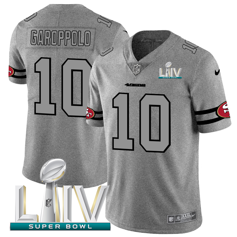 San Francisco 49ers #10 Jimmy Garoppolo Men's Gray Super Bowl LIV 2020 Gridiron II Vapor Untouchable Limited Jersey cheap jerseys for sale - CheapJerseys.Shop