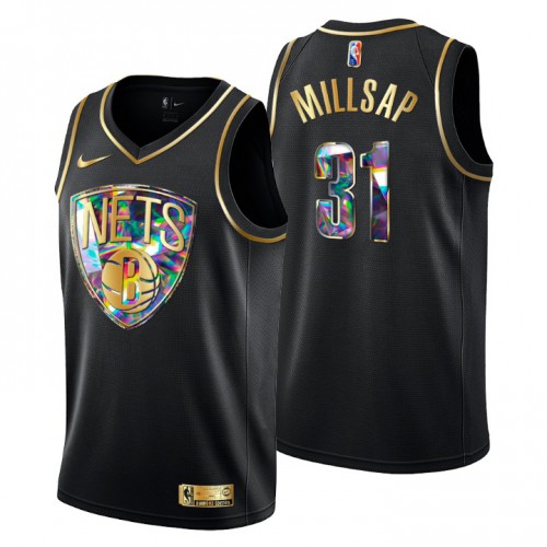Brooklyn Brooklyn Nets #31 Paul Millsap Mens Golden Edition Diamond Logo 2021/22 Swingman Jersey - Black Mens cheap jerseys for sale - CheapJerseys.Shop