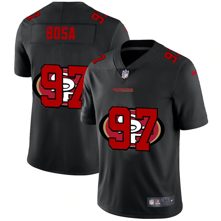 San Francisco 49ers #97 Nick Bosa Men's Team Logo Dual Overlap Limited Jersey Black cheap jerseys for sale - CheapJerseys.Shop