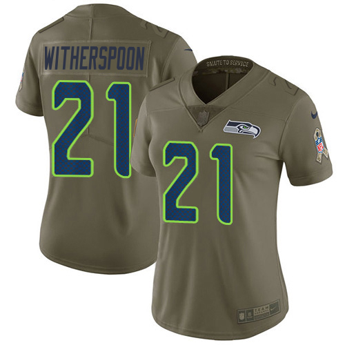 Seahawks #21 Devon Witherspoon Olive Women's Stitched Limited 2017 Salute To Service Jersey cheap jerseys for sale - CheapJerseys.Shop
