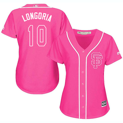 San Francisco Giants #10 Evan Longoria Pink Fashion Women's Stitched Jersey Womens cheap jerseys for sale - CheapJerseys.Shop