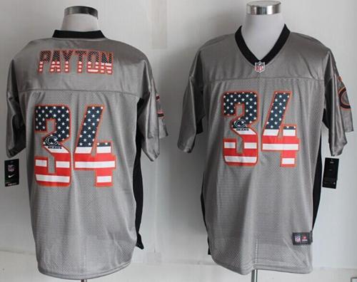 Bears #34 Walter Payton Grey Men's Stitched Elite USA Flag Fashion Jersey cheap jerseys for sale - CheapJerseys.Shop