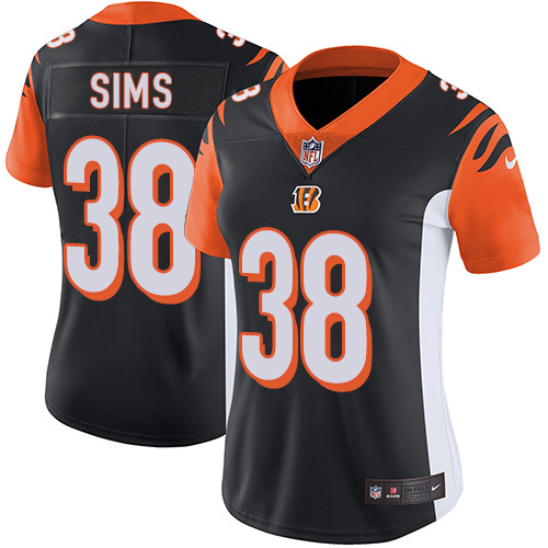Cincinnati Bengals #38 LeShaun Sims Black Team Color Women's Stitched Vapor Untouchable Limited Jersey Womens cheap jerseys for sale - CheapJerseys.Shop