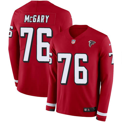 Atlanta Falcons #76 Kaleb McGary Red Team Color Men's Stitched Limited Therma Long Sleeve Jersey Men's cheap jerseys for sale - CheapJerseys.Shop