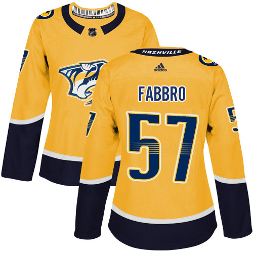 Nashville Predators #57 Dante Fabbro Yellow Home Authentic Women's Stitched Jersey Womens cheap jerseys for sale - CheapJerseys.Shop