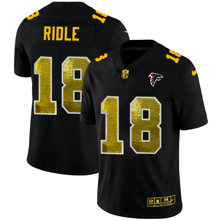 Atlanta Falcons #18 Calvin Ridley Men's Black Golden Sequin Vapor Limited Jersey cheap jerseys for sale - CheapJerseys.Shop