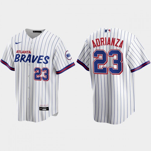 Atlanta Atlanta Braves #23 Ehire Adrianza White Men's 2021 City Connect Replica Jersey Men's cheap jerseys for sale - CheapJerseys.Shop