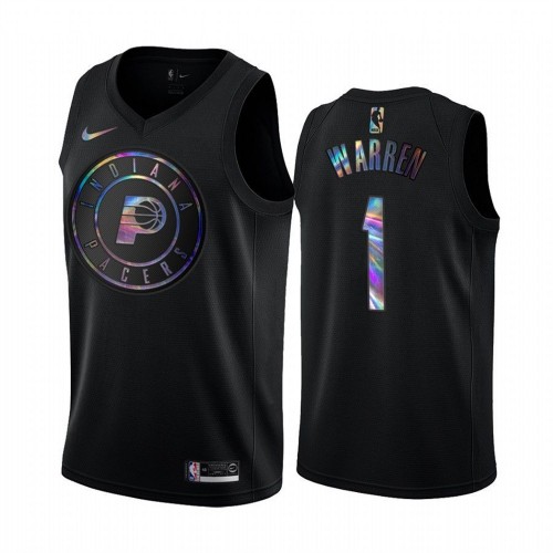 Indiana Pacers #1 T.J. Warren Mens Iridescent Holographic Collection Jersey - Black Mens cheap jerseys for sale - CheapJerseys.Shop