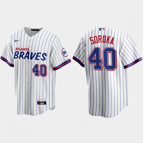 Atlanta Atlanta Braves #40 Mike Soroka White Men's 2021 City Connect Replica Jersey Men's cheap jerseys for sale - CheapJerseys.Shop