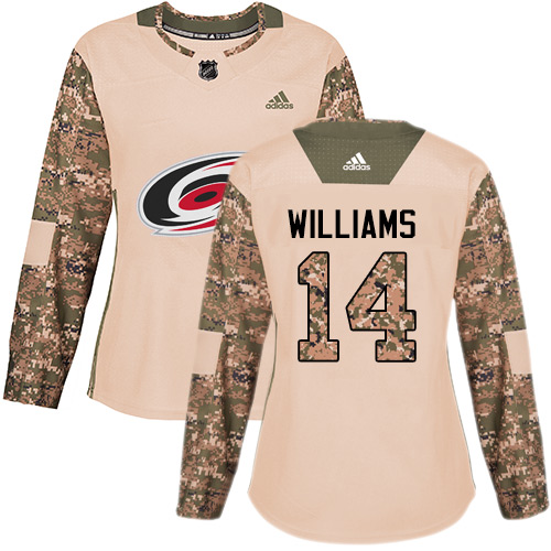 Carolina Hurricanes #14 Justin Williams Camo Authentic 2017 Veterans Day Women's Stitched Jersey Womens cheap jerseys for sale - CheapJerseys.Shop