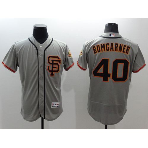 San Francisco Giants #40 Madison Bumgarner Grey Flexbase Authentic Collection Road 2 Stitched Jersey Men's cheap jerseys for sale - CheapJerseys.Shop