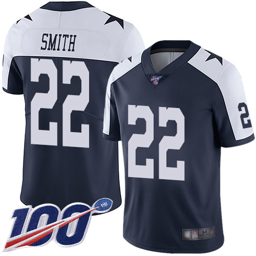 Cowboys #22 Emmitt Smith Navy Blue Thanksgiving Men's Stitched 100th Season Vapor Throwback Limited Jersey cheap jerseys for sale - CheapJerseys.Shop