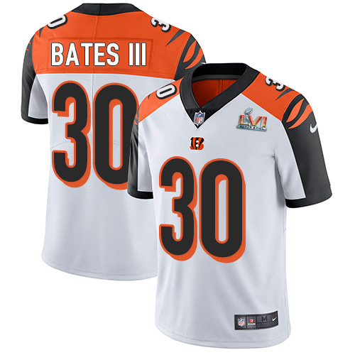 Bengals #30 Jessie Bates White Super Bowl LVI Patch Men's Stitched Vapor Untouchable Limited Jersey cheap jerseys for sale - CheapJerseys.Shop