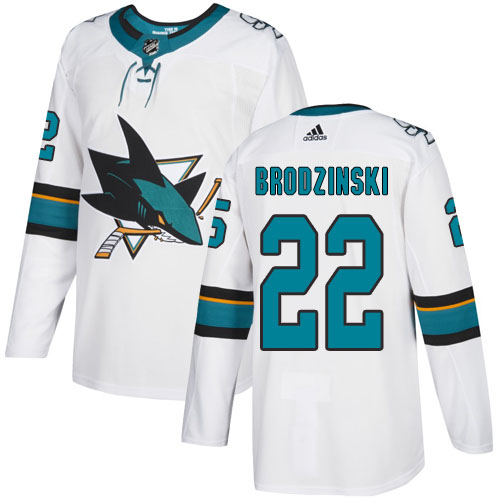 San Jose Sharks #22 Jonny Brodzinski White Road Authentic Stitched Youth Jersey Youth cheap jerseys for sale - CheapJerseys.Shop