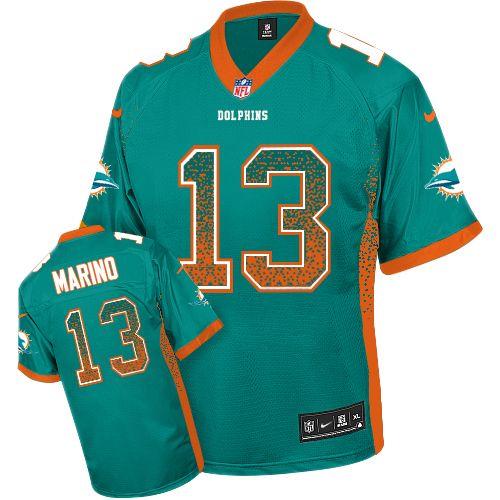 Dolphins #13 Dan Marino Aqua Green Team Color Men's Stitched Elite Drift Fashion Jersey cheap jerseys for sale - CheapJerseys.Shop
