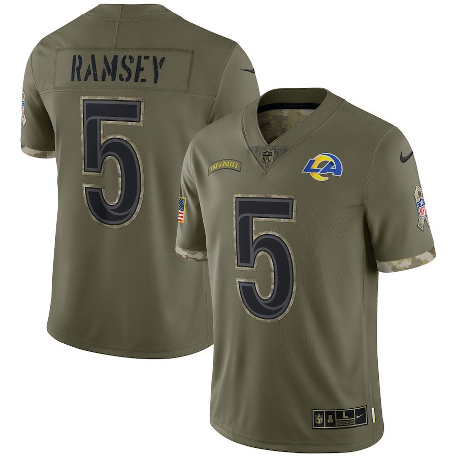 Los Angeles Rams #5 Jalen Ramsey Men's 2022 Salute To Service Limited Jersey - Olive cheap jerseys for sale - CheapJerseys.Shop