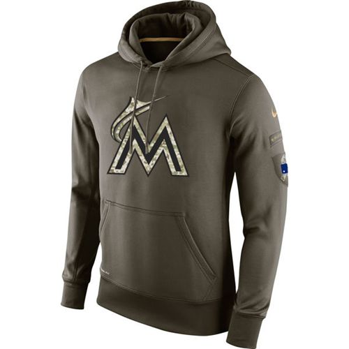 Men's Miami Marlins Olive Salute To Service KO Performance Hoodie cheap jerseys for sale - CheapJerseys.Shop