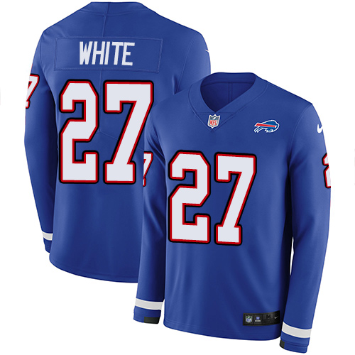 Bills #27 Tre'Davious White Royal Blue Team Color Men's Stitched Limited Therma Long Sleeve Jersey cheap jerseys for sale - CheapJerseys.Shop
