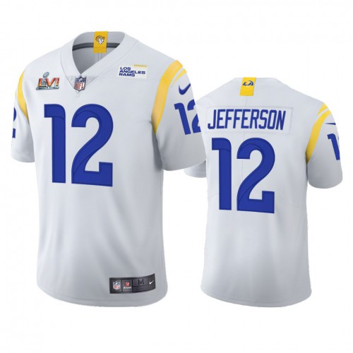 Los Angeles Los Angeles Rams #12 Van Jefferson Men's Super Bowl LVI Patch 2021 Vapor Limited Jersey - White Men's cheap jerseys for sale - CheapJerseys.Shop
