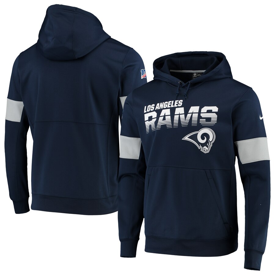Los Angeles Rams Sideline Team Logo Performance Pullover Hoodie Navy cheap jerseys for sale - CheapJerseys.Shop