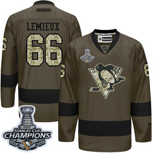 Pittsburgh Penguins #66 Mario Lemieux Green Salute to Service 2017 Stanley Cup Finals Champions Stitched Jersey Men's cheap jerseys for sale - CheapJerseys.Shop